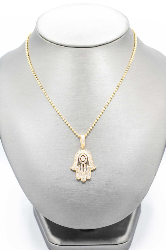 HAMSA PENDANT & MOON CUT CHAIN