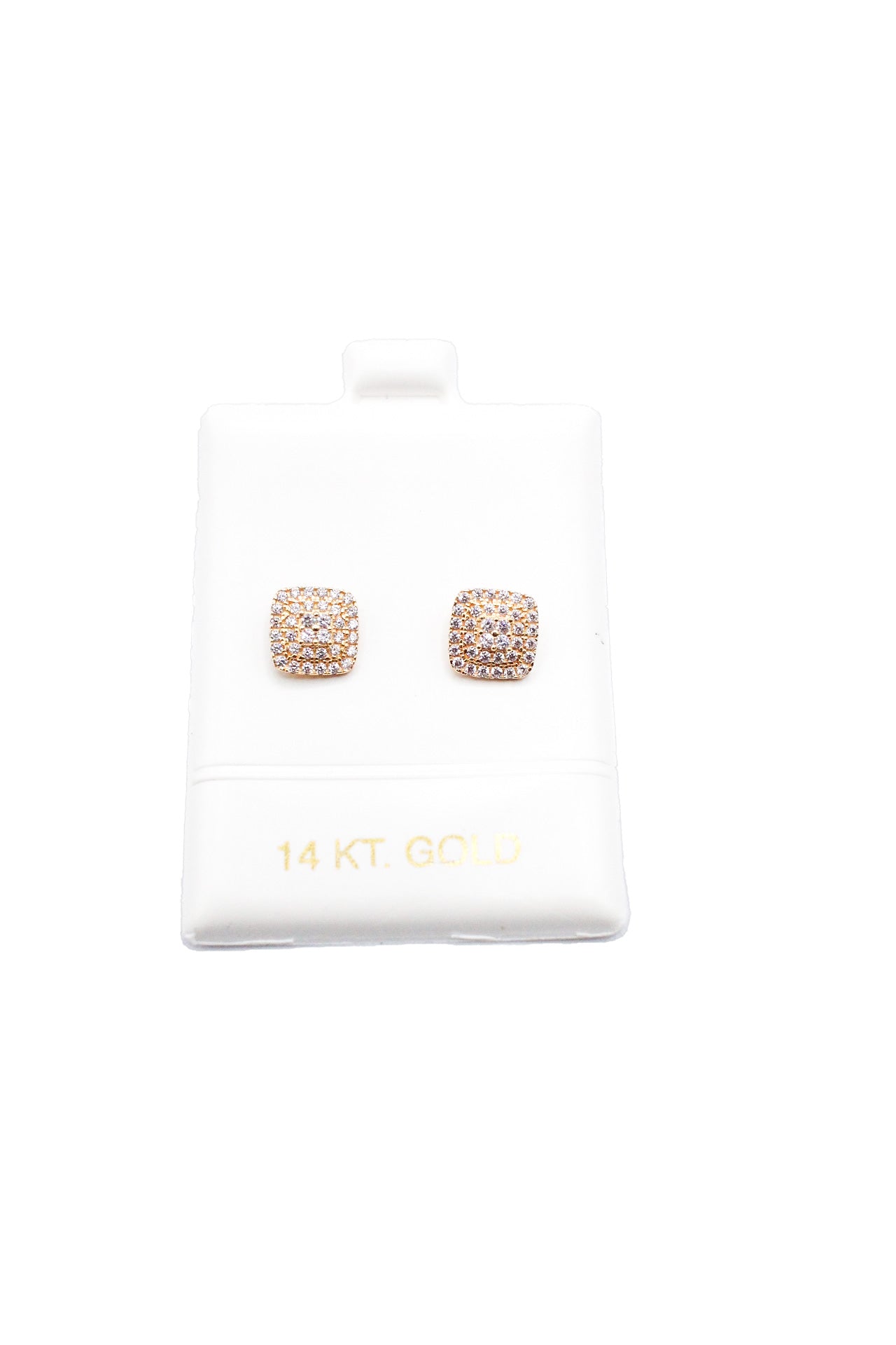 14K Gold Square Earrings CZ A.J™️