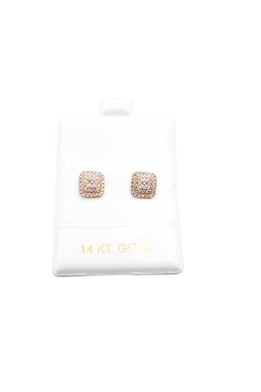 14K Gold Square Earrings CZ A.J™️