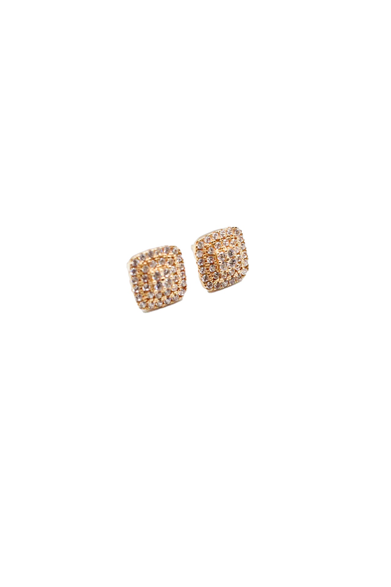 14K Gold Square Earrings CZ A.J™️