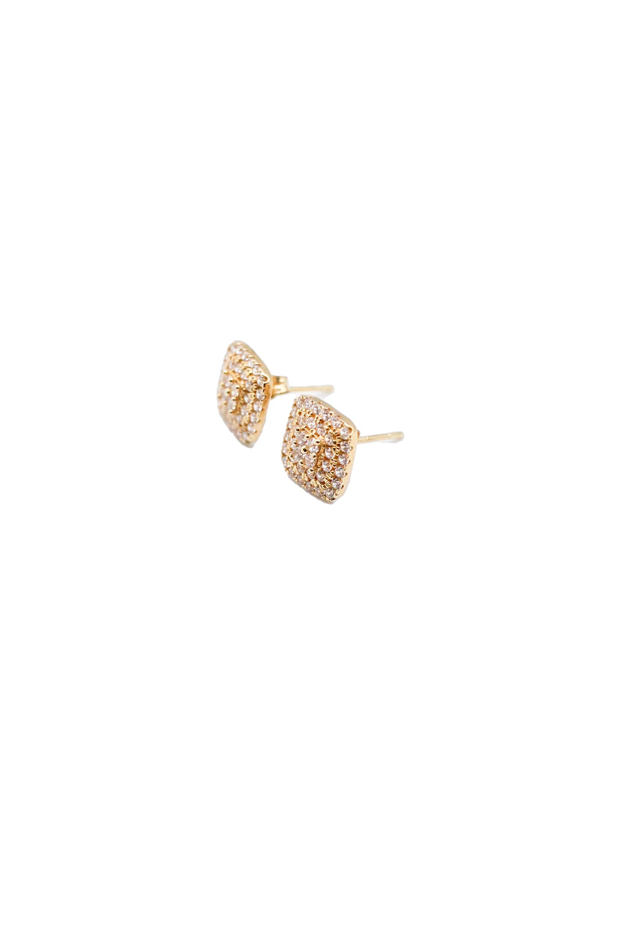 14K Gold Square Earrings CZ A.J™️