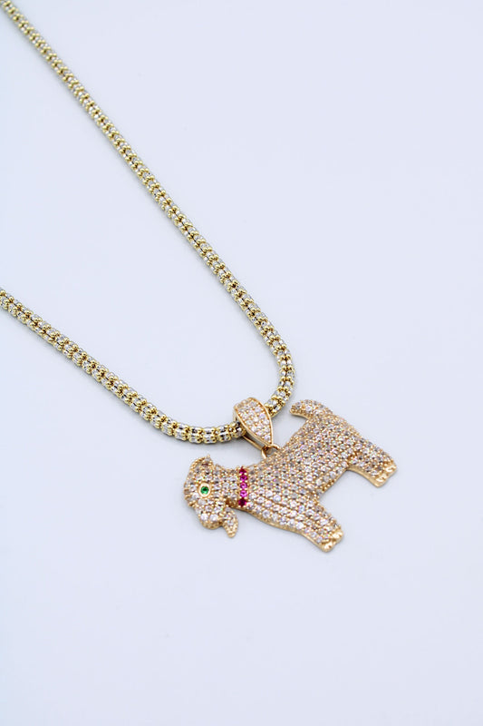 ICE CHAIN WITH GOAT PENDANT 14K