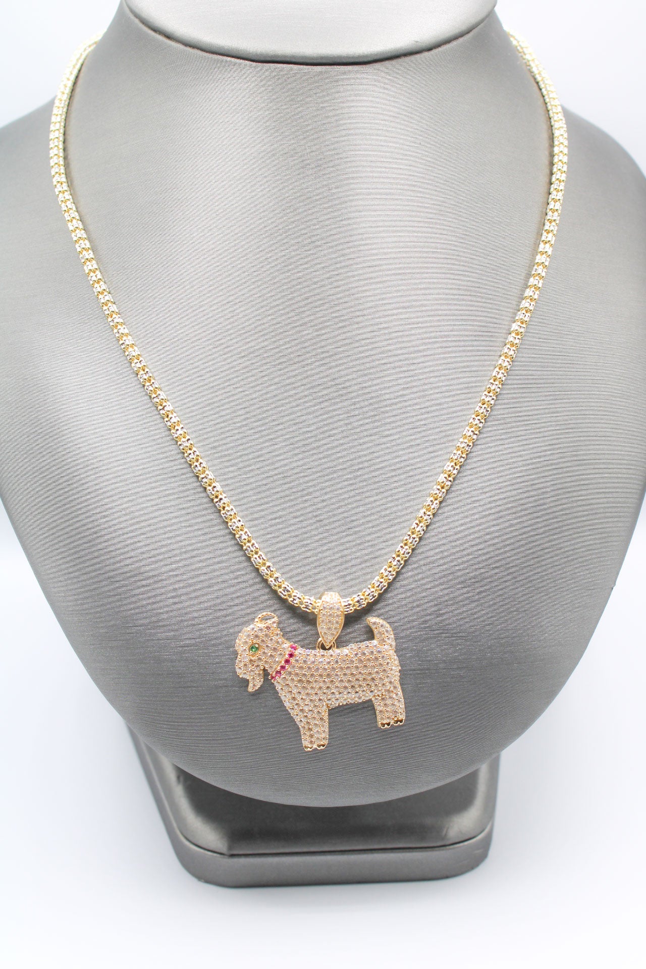 ICE CHAIN WITH GOAT PENDANT 14K