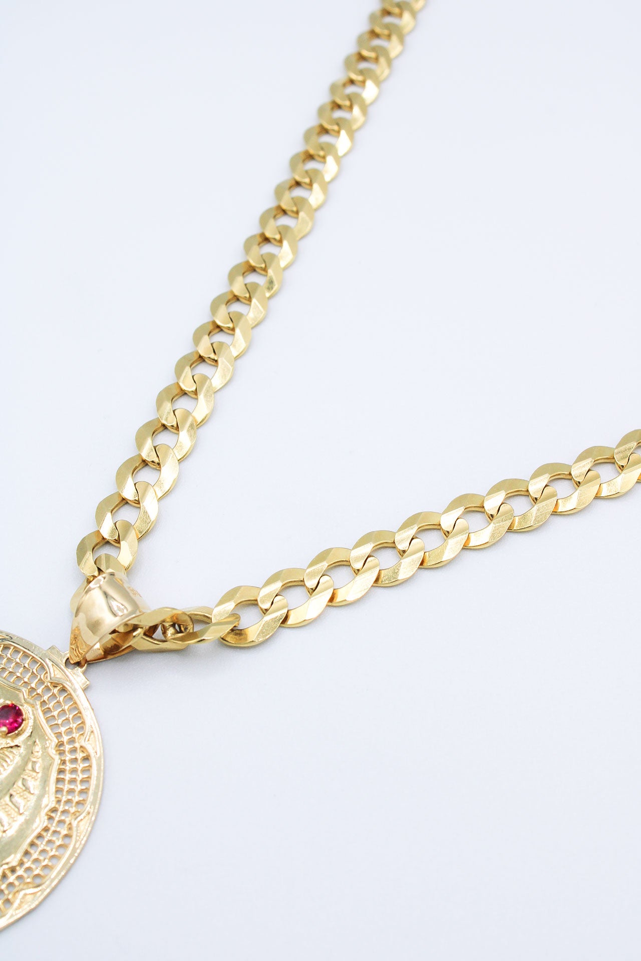 14K GOLD SOLID CUBAN CHAIN & PENDANT