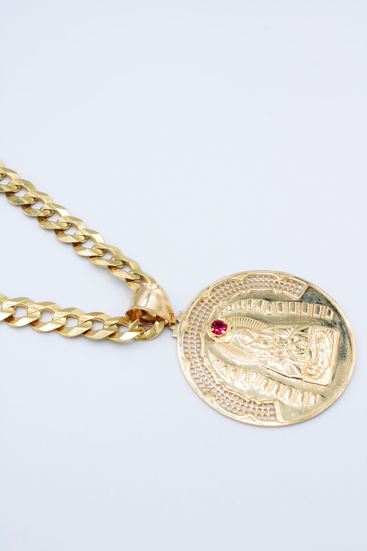 14K GOLD SOLID CUBAN CHAIN & PENDANT