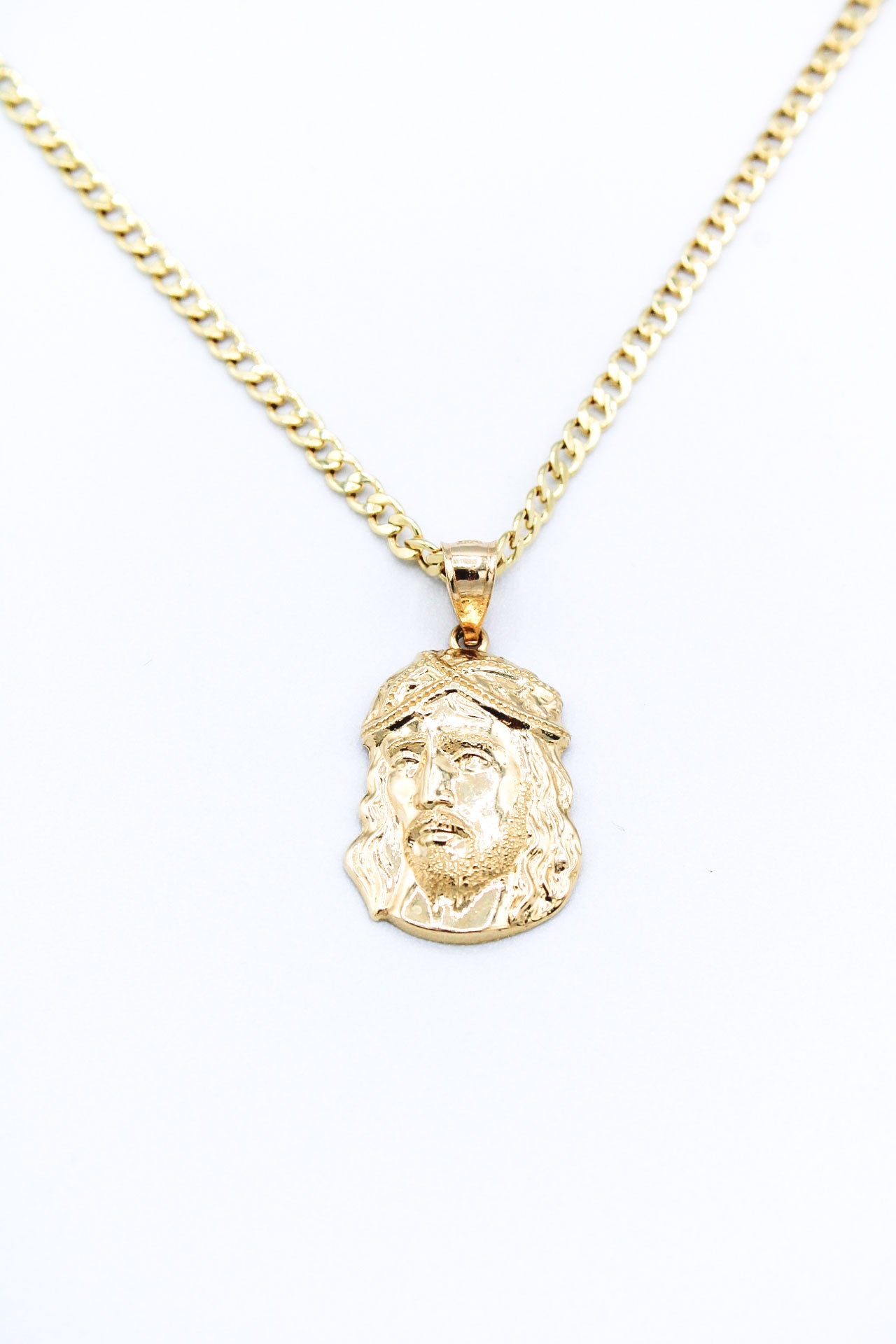 14K CUBAN CHAIN WITH JESUS PENDANT