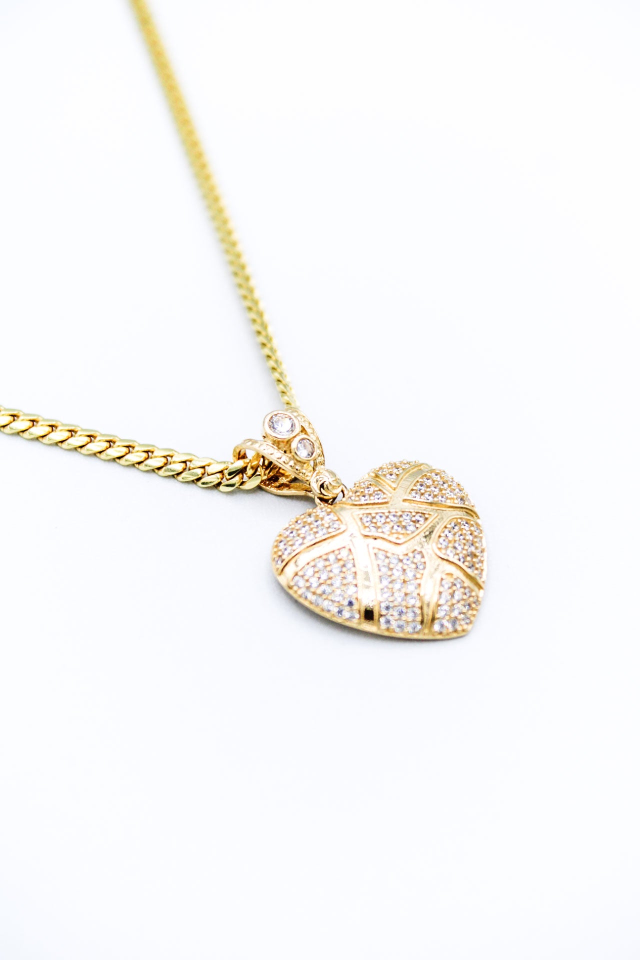 CUBAN CHAIN & HEART PENDANT 14K