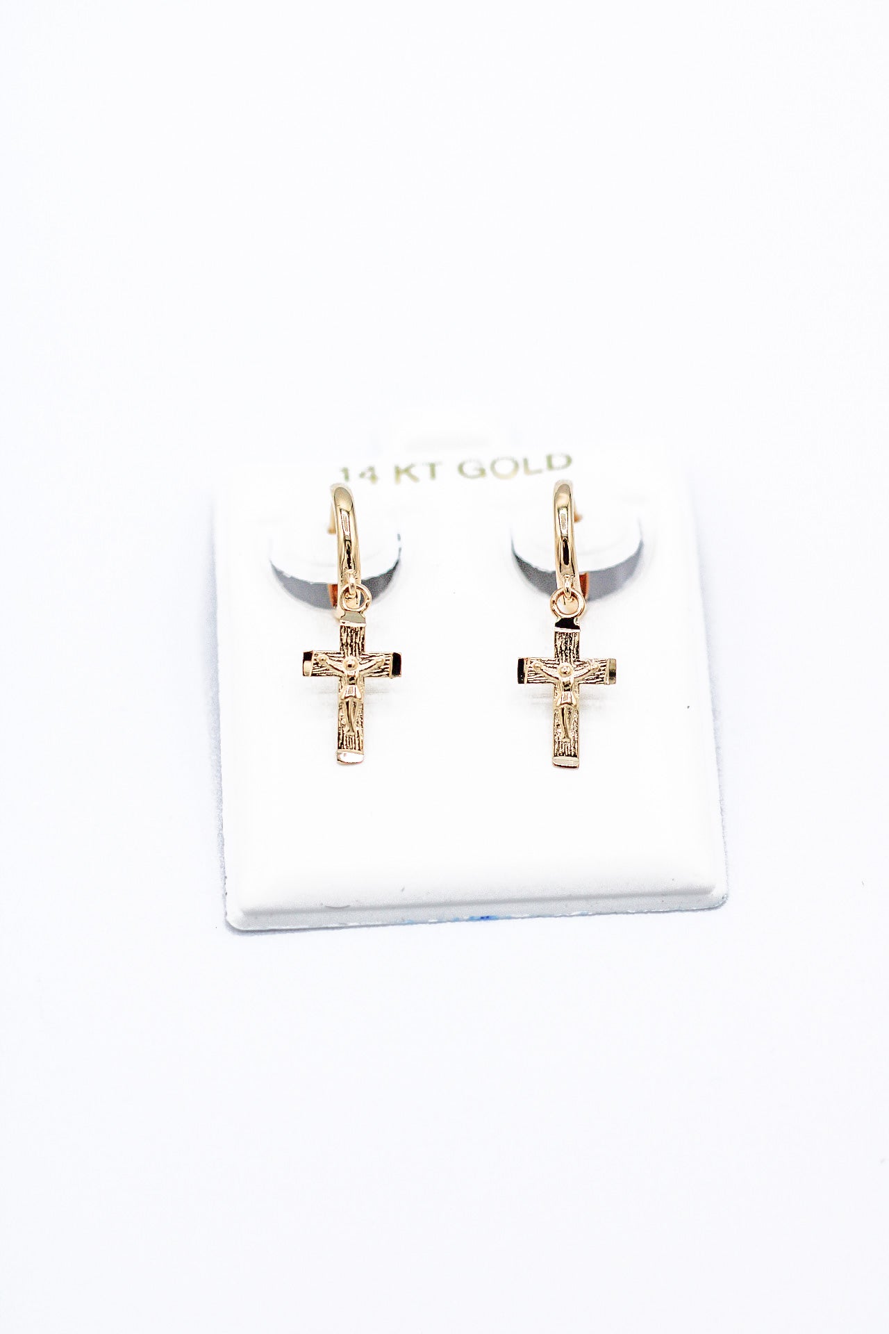 CROSS HOOP EARRINGS 14K