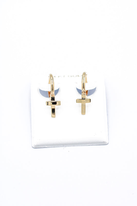 CROSS HOOP EARRINGS 14K