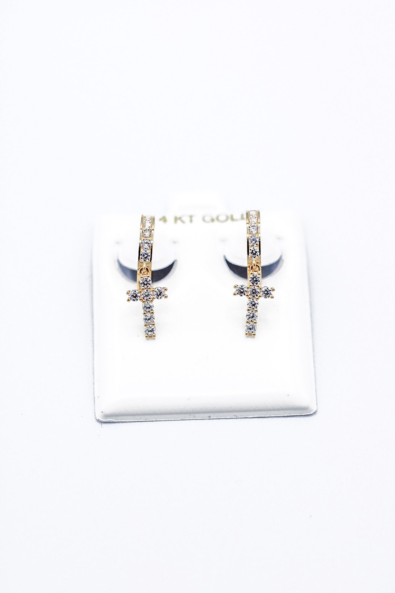 CROSS HOOP EARRINGS 14K