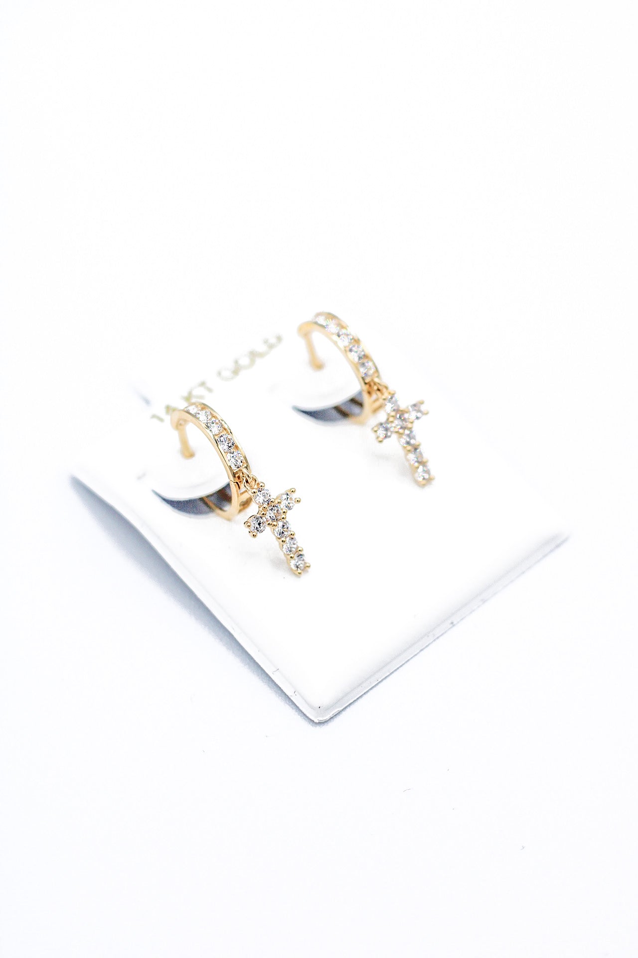 CROSS HOOP EARRINGS 14K