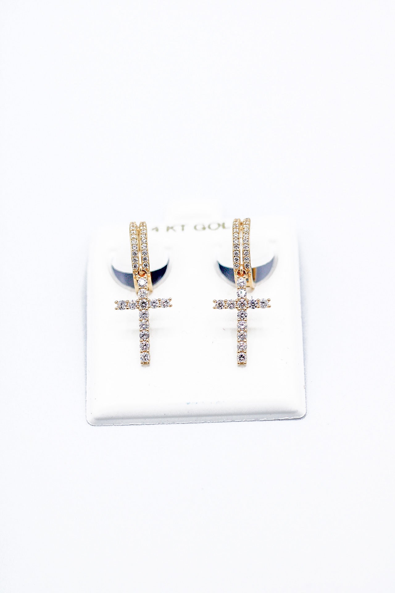 CROSS HOOP EARRINGS 14K