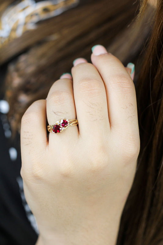 HEART RUBY RING WOMEN 14K